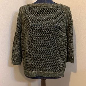Knitted green with gold sparkles blouse